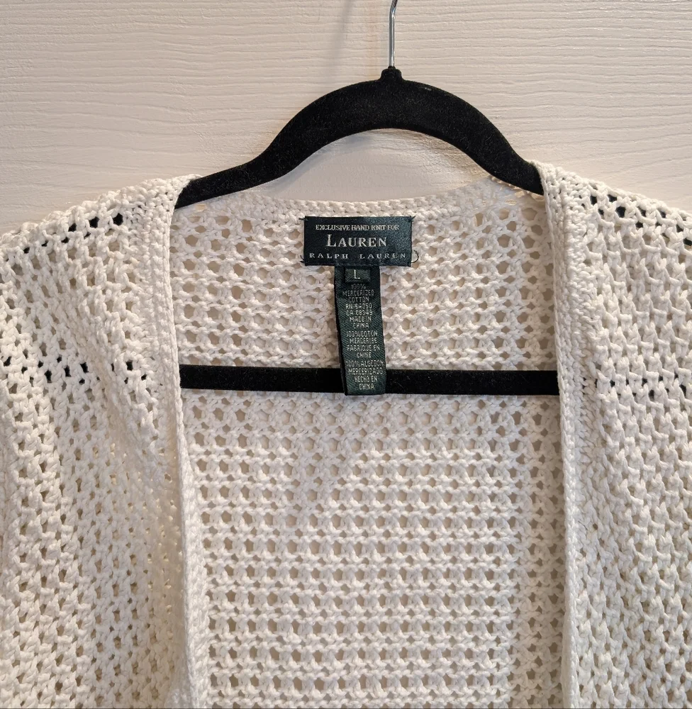 Ralph Lauren Hand Knit Open Weave Cardigan - Picture 2 of 6